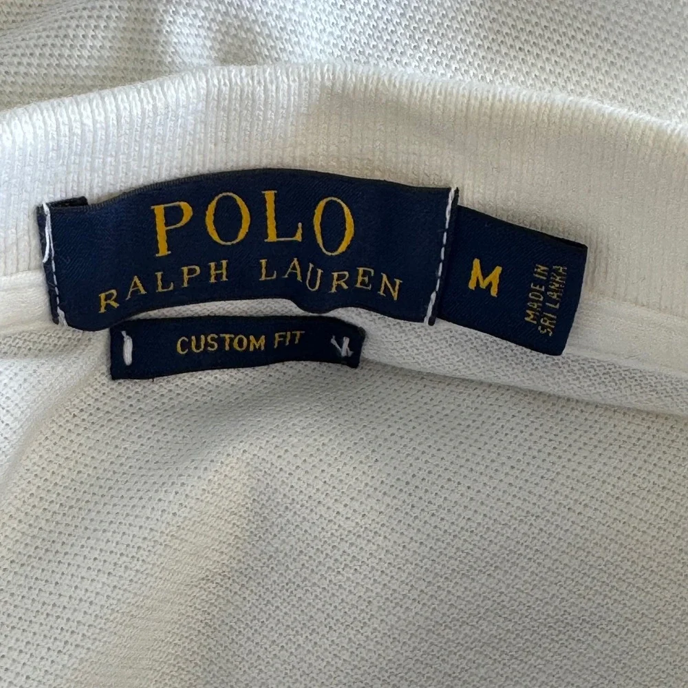 Polo Ralph Lauren Mens Big Pony Polo Shirt White Custom Fit Size M Black Logo 3